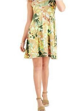 Style & Co. Yellow Tropical Floral Top with Pink and Green Accents